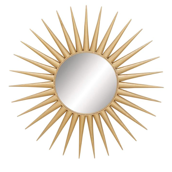 COSMOLIVING BY COSMOPOLITAN GOLD METAL STARBURST WALL MIRROR, 42" X 2" X 42"